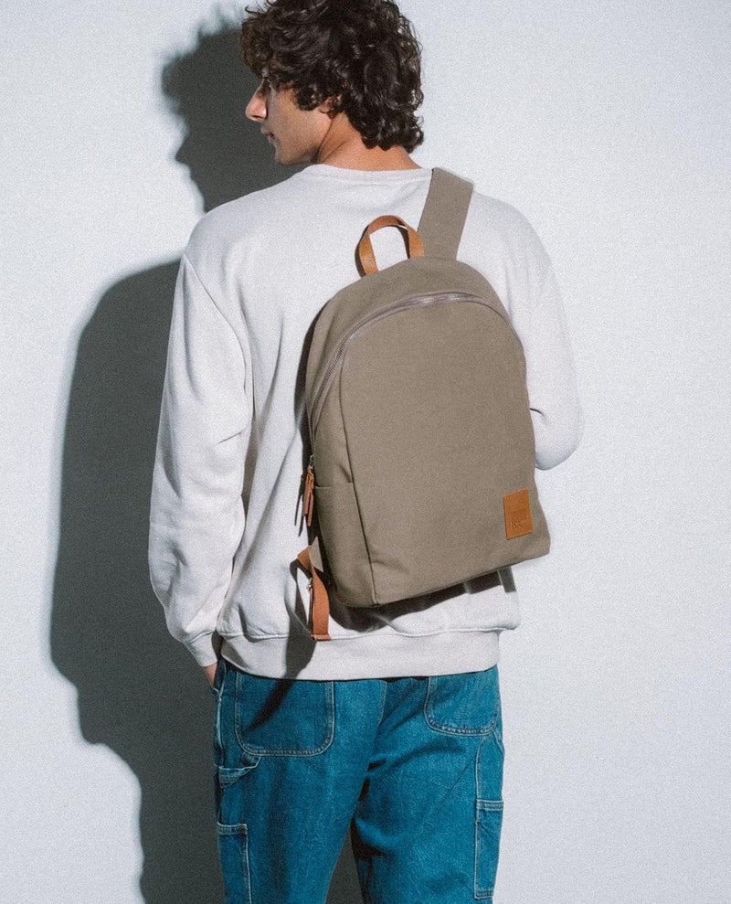 DailyObjects Pedal Everyday Casual Laptop Backpack Compatible with upto 14 inch Laptop | Unisex Travel Backpack | Made of Durable Canvas Material | Zippered Compartments with Pockets, Beige, M, Modern - Image 3