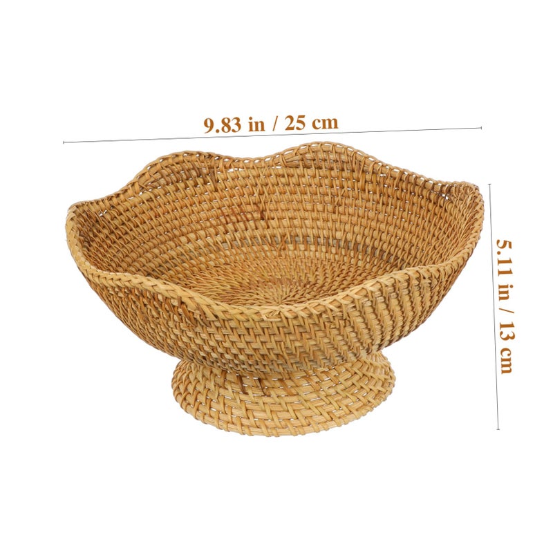 Vintage Rattan Storage Basket 25cm For Bread Fruit Vegetables Home Kitchen Organizer - Image 3