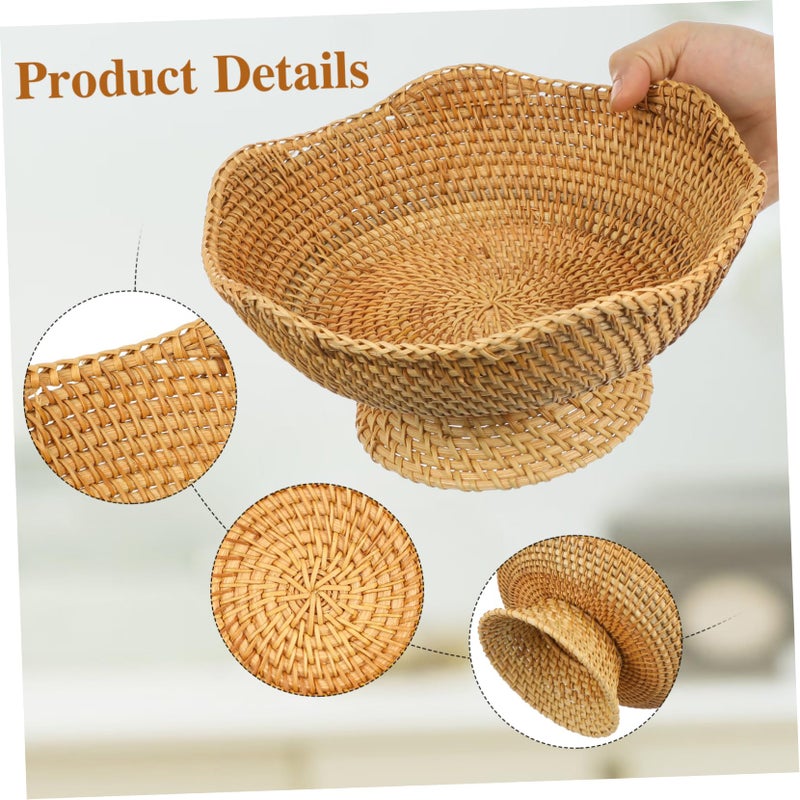 Vintage Rattan Storage Basket 25cm For Bread Fruit Vegetables Home Kitchen Organizer - Image 4