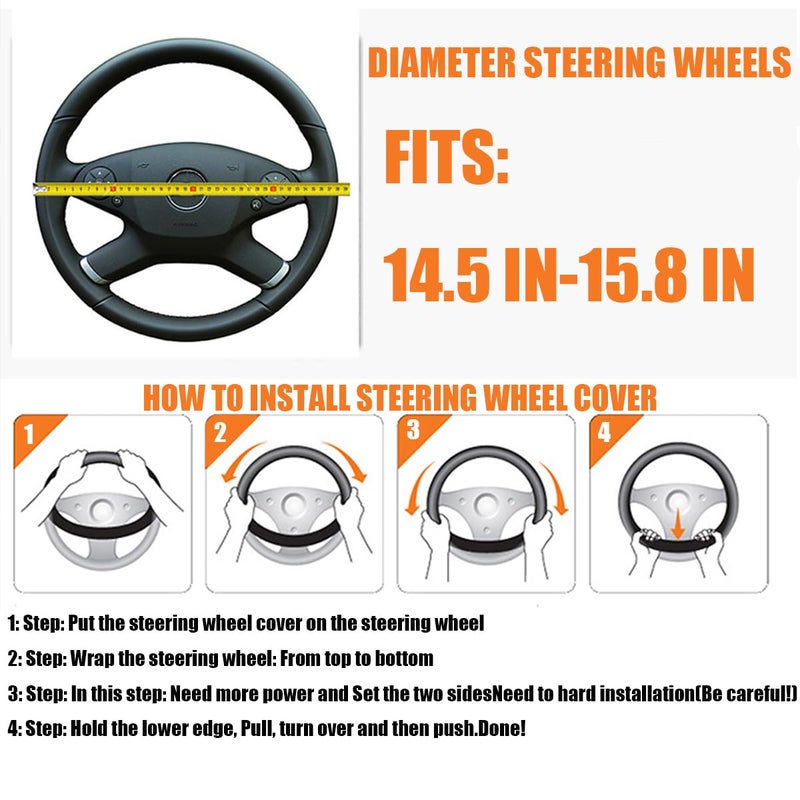 BESULEN Car Steering Wheel Cover, Soft Leather Steering Wheel Protector, Universal Non-Slip Steering Wheel Covers, Comfortable Grip Sweat-Absorbent, Automotive Interior Accessories - Image 2