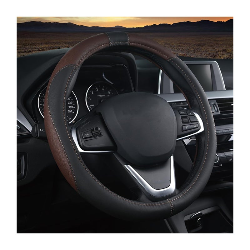 BESULEN Car Steering Wheel Cover, Soft Leather Steering Wheel Protector, Universal Non-Slip Steering Wheel Covers, Comfortable Grip Sweat-Absorbent, Automotive Interior Accessories - Image 1