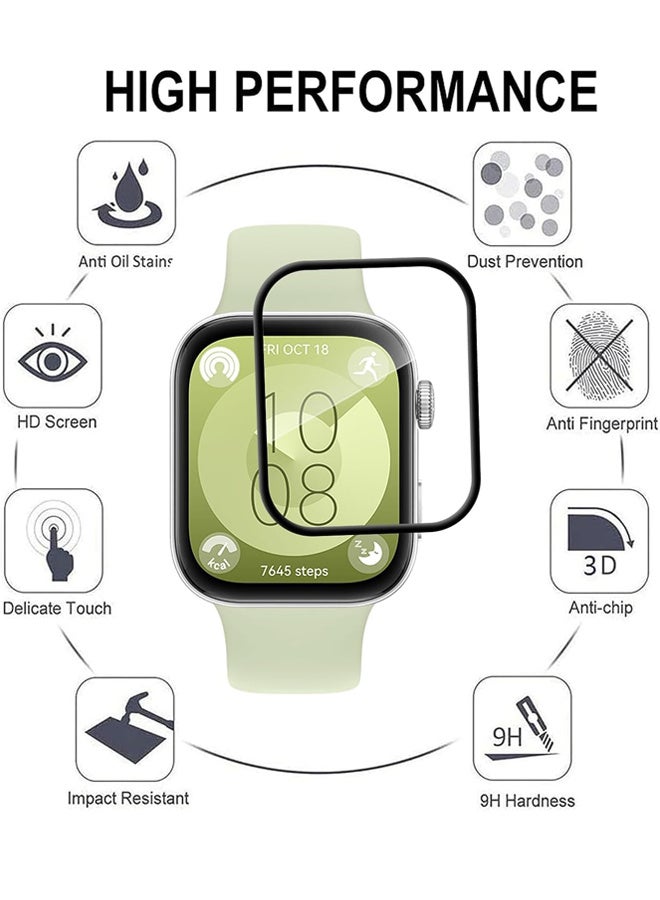 X-level 4Pcs Huawei Watch Fit 3 Screen Protector HD Clear Scratch-Resistant Anti-Bubble Wear-Resistant, 3D Full Screen Coverage Case Curved Edge Screen Protector, Black Clear  - Image 2