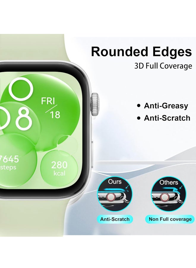 X-level 4Pcs Huawei Watch Fit 3 Screen Protector HD Clear Scratch-Resistant Anti-Bubble Wear-Resistant, 3D Full Screen Coverage Case Curved Edge Screen Protector, Black Clear  - Image 4