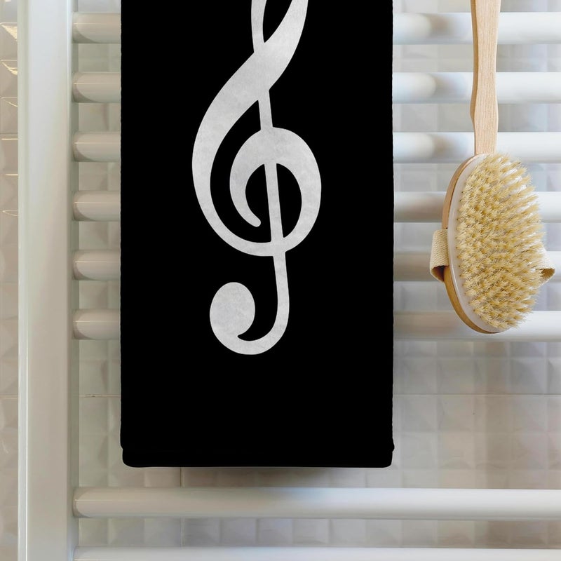 3DROSE 3D Rose Black Treble NotationG Clef Musical Note Musician Gift Hand Towel 15 x 22 Multicolor - Image 2