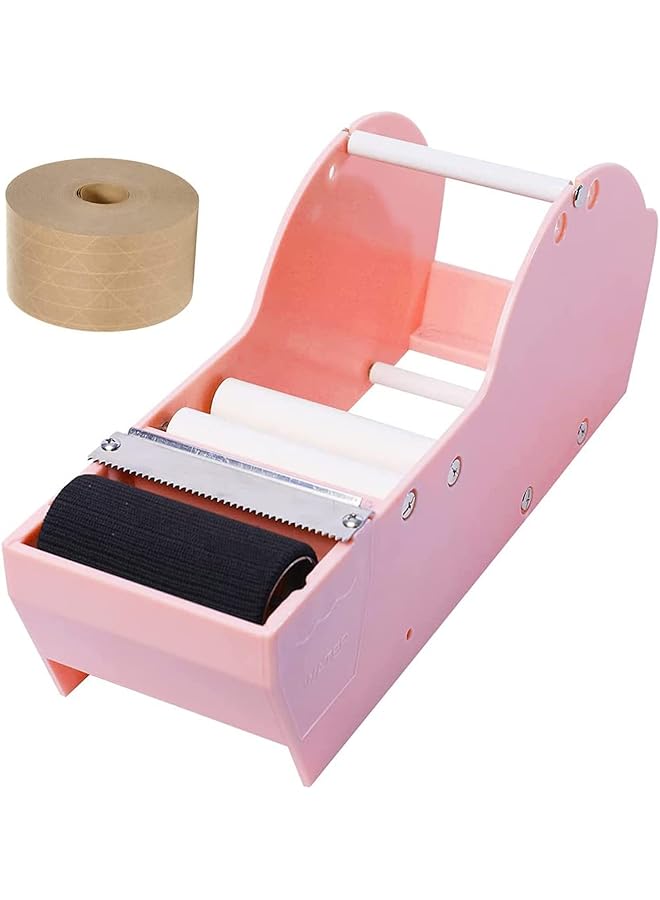 PROMASS promass Desktop Pink Water Activated Tape Dispenser with Reinforced Kraft Paper Gum Tape 1.88In x 55 Yards for Shipping, Carton and Box Sealing  - Image 1