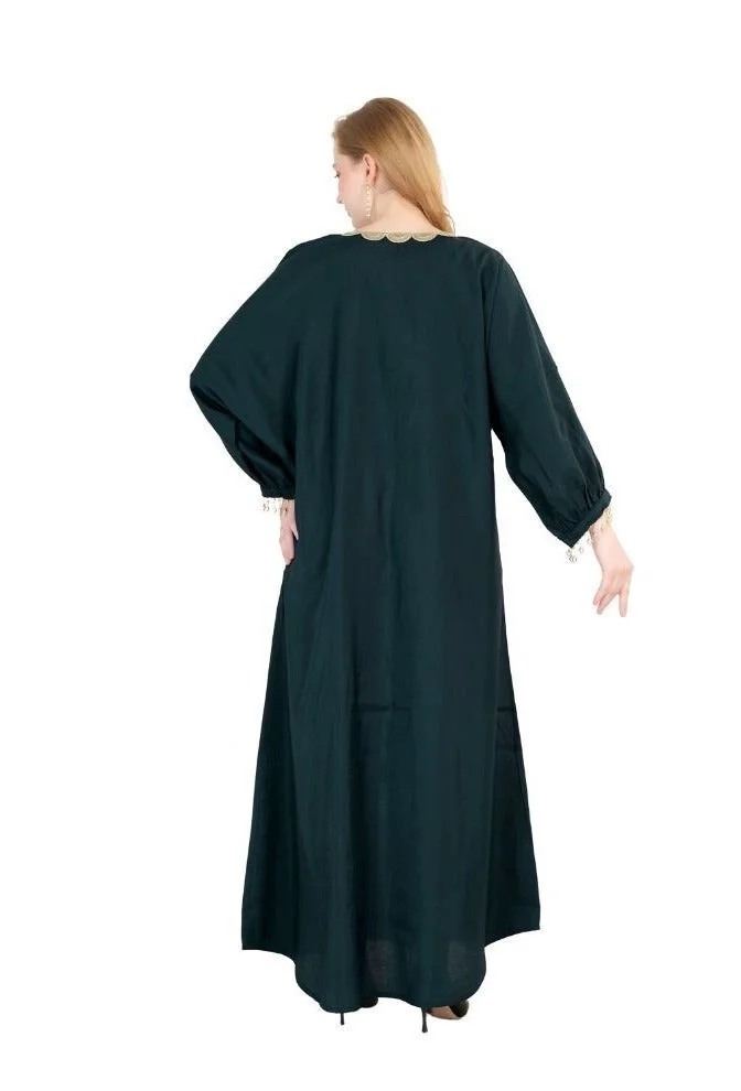Artemea  SOFT SHINY SATIN FINISH SEQUINS EMBROIDERED JALABIYA for Women | Best Price UAE