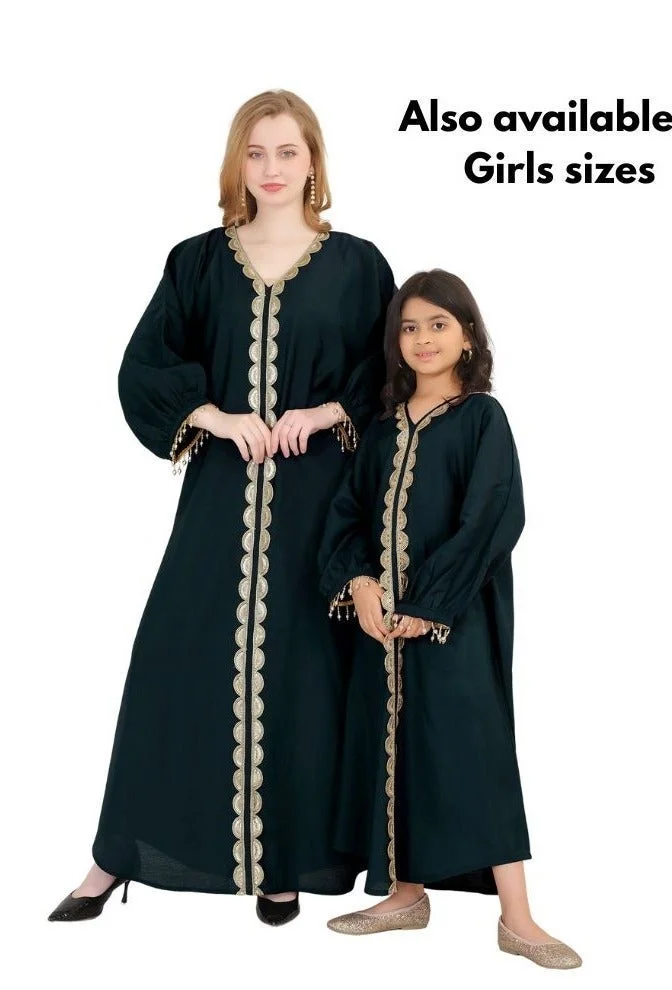 Artemea  SOFT SHINY SATIN FINISH SEQUINS EMBROIDERED JALABIYA for Women | Best Price UAE