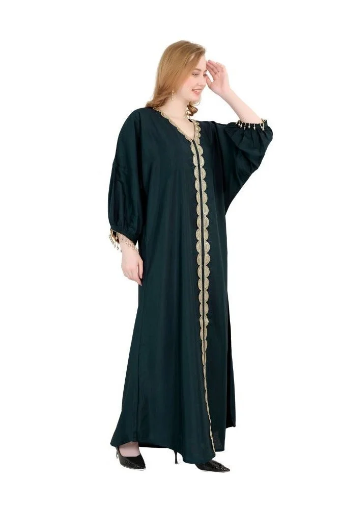 Artemea  SOFT SHINY SATIN FINISH SEQUINS EMBROIDERED JALABIYA for Women | Best Price UAE