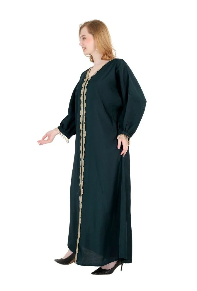 Artemea  SOFT SHINY SATIN FINISH SEQUINS EMBROIDERED JALABIYA for Women | Best Price UAE