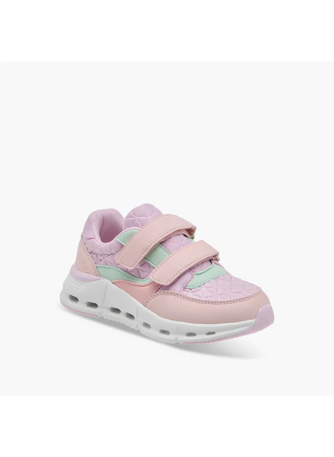 Little Missy Girls Panelled Sneakers with Hook and Loop Closure