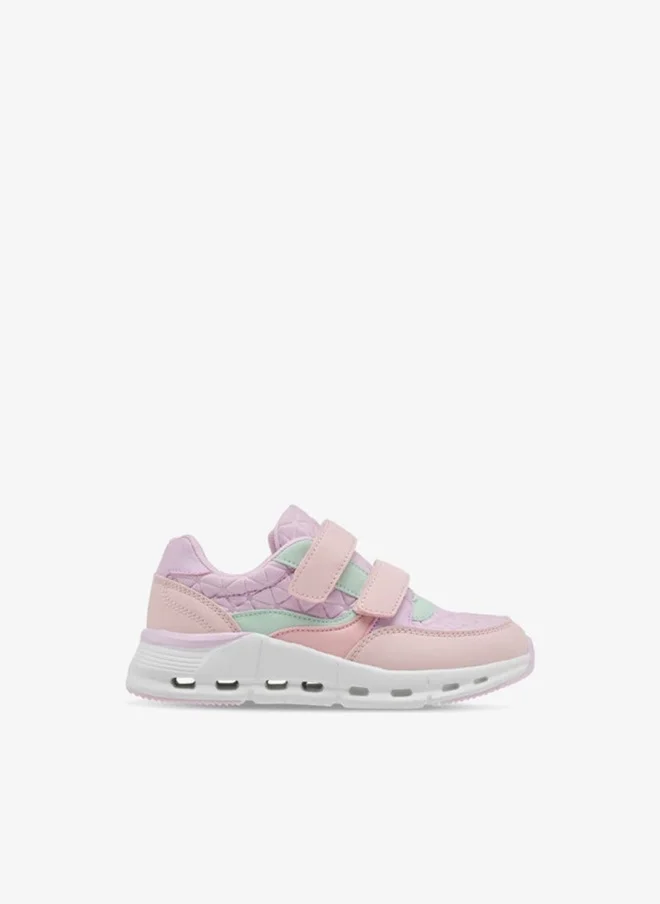 Little Missy Girls Panelled Sneakers with Hook and Loop Closure