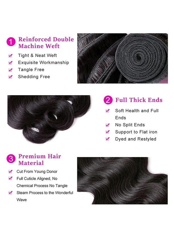 DMS Human Hair Bundles Body Wave Brazilian Virgirn Human Hair Bundles 3 Bundles Brazilian Body Wave Unprocessed Brazilian Human Hair Wave Bundles (16 18 20, body natural black) … - Image 5