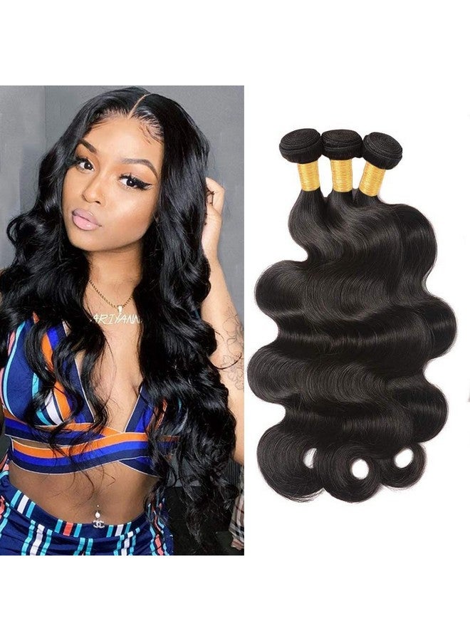 DMS Human Hair Bundles Body Wave Brazilian Virgirn Human Hair Bundles 3 Bundles Brazilian Body Wave Unprocessed Brazilian Human Hair Wave Bundles (16 18 20, body natural black) … - Image 1