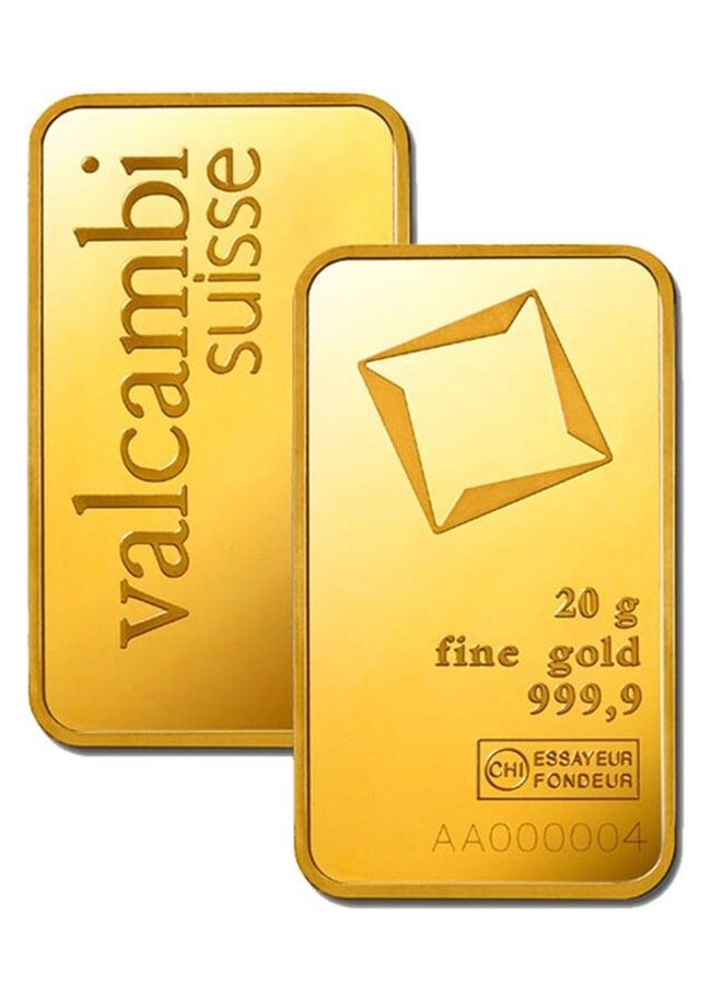 valcambi فالكامبي سويس 20 جم سبيكة ذهب نقي 999.9 عيار 24 قيراط - 20 جرام  - Image 1
