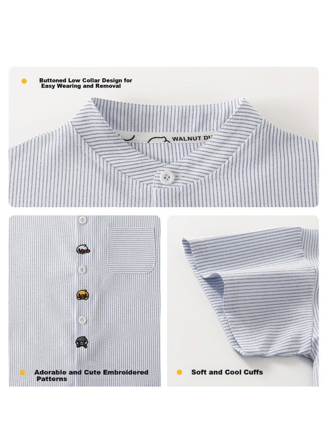 Walnut Duck Little Yellow Duck Spring Long Sleeve Shirt Boys Striped Shirt Baby Kids Clothing Top Black And White Stripes 120 - Image 2