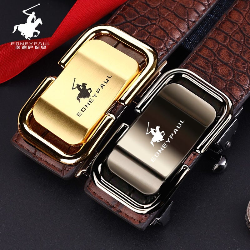 Men'S Belt Genuine Leather Crocodile Pattern Inner Wear Automatic Buckle Fashionable All-Match Belt Middle-Aged And Young Casual Business Trendy Belt - Image 4