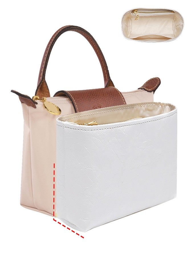 Doxo Mini Purse Organizer Insert for Longchamp-Le Pliage Original/Green Pouch, Lightweight Waterproof DupontPaper Mini Long Champ Bag Organizer Insert, Keeps Bags Shaped & NeatWhite, XS - Image 1