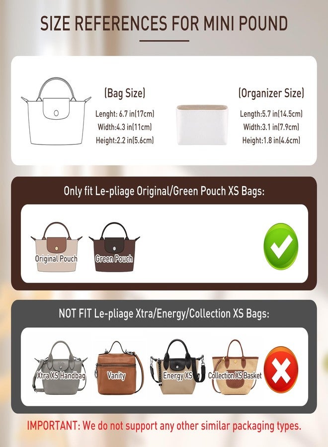 Doxo Mini Purse Organizer Insert for Longchamp-Le Pliage Original/Green Pouch, Lightweight Waterproof DupontPaper Mini Long Champ Bag Organizer Insert, Keeps Bags Shaped & NeatWhite, XS - Image 2