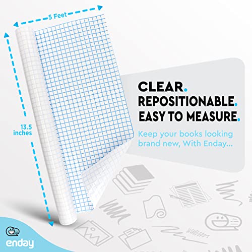 Enday Contact Paper Clear, 13.5” x 5-Feet, Transparent Self Adhesive Book and Textbook Covers for Paperbacks and Hard Covers, Plastic Protective Covering Contact Paper Roll, Acid Free – by Enday - Image 5