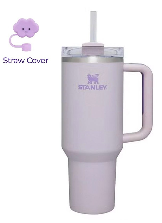 Stanley - Stanley Quencher with Straw Cover H2.0 Flow State 40oz Orchid Stainless Steel Vacuum Insulated Tumbler with Lid, Straw and 1 Straw Stoppers for Water and Iced Tea, Cold Retention - Image 1