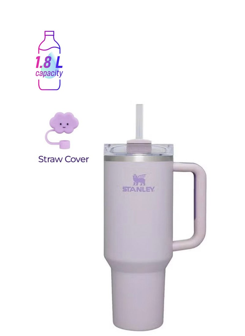 Stanley Stanley Quencher with Straw Cover H2.0 Flow State 40oz Orchid Stainless Steel Vacuum Insulated Tumbler with Lid, Straw and 1 Straw Stoppers for Water and Iced Tea, Cold Retention  - Image 1