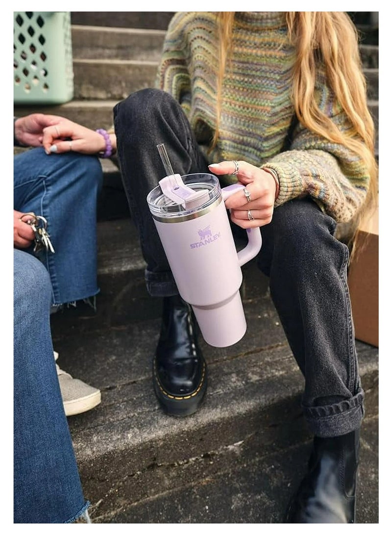Stanley Quencher with Straw Cover H2.0 Flow State 40oz Orchid Stainless Steel Vacuum Insulated Tumbler with Lid, Straw and 1 Straw Stoppers for Water and Iced Tea, Cold Retention - Image 4