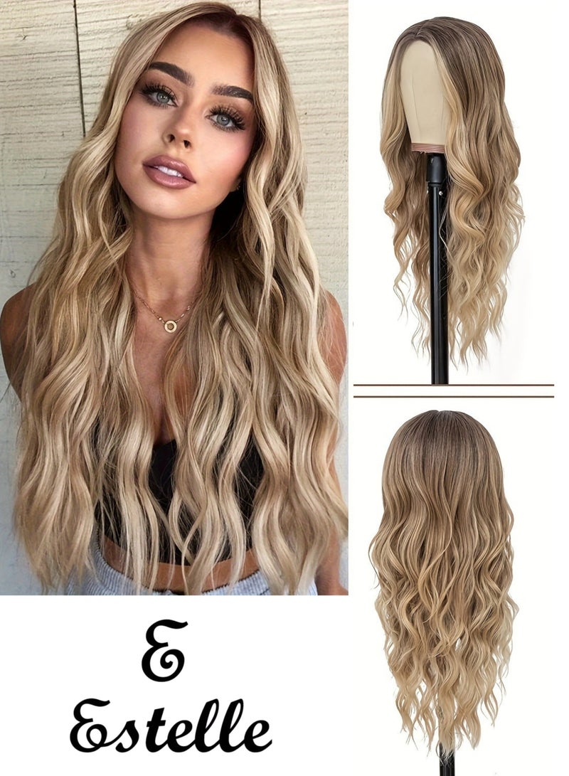 إستيل باروكة شعر مستعار صغيرة من الدانتيل للنساء من إيستيل فاشون. (شعر أشقر طويل ومموج/أومبري) - Image 1