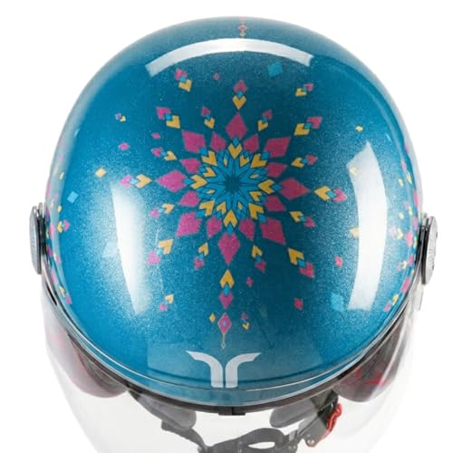 TVARRA Dreamcatcher Women’s Open Face Helmet with Printed Design, ISI Certified, Lightweight Material, Crafted for Women, Extreme Comfort fit with Clear Visor(Ocean Blue,S) - Image 4