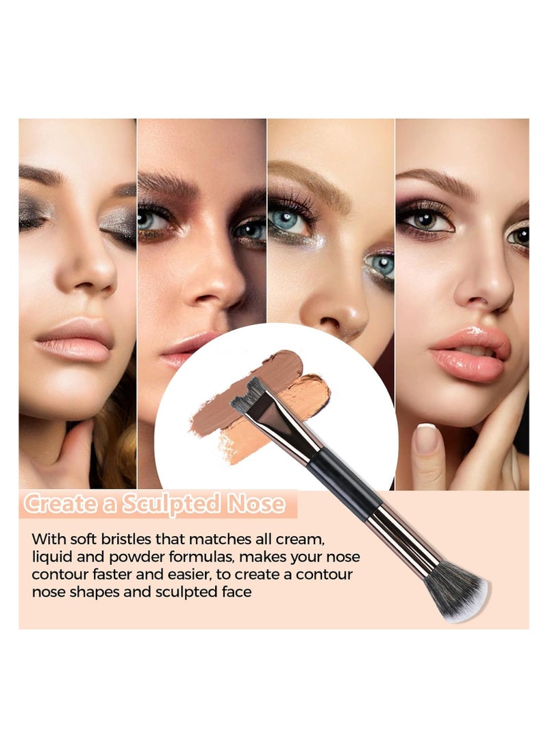 Generic 2PCS Nose Contour Brushes, 2-In-1 U-Shaped Brush and Fluffy Brush, Angled Tilt Brush, Nose Brushes Set for Nose Sculpting and Defining  - Image 2