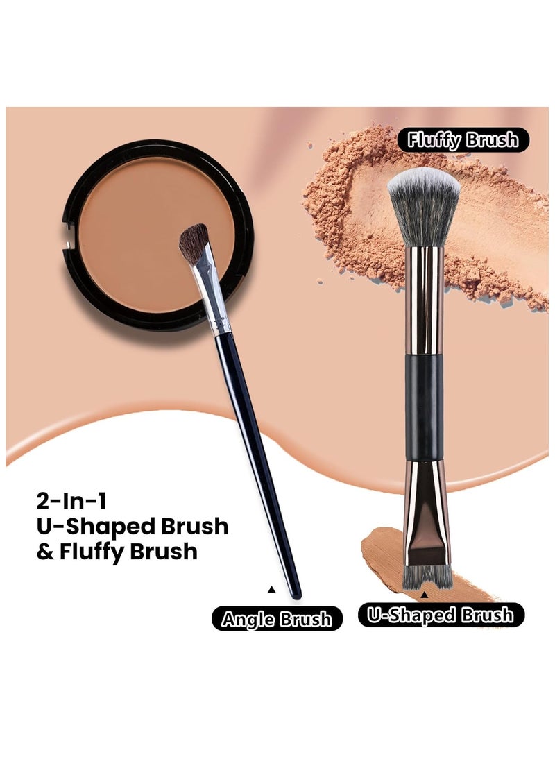 Generic 2PCS Nose Contour Brushes, 2-In-1 U-Shaped Brush and Fluffy Brush, Angled Tilt Brush, Nose Brushes Set for Nose Sculpting and Defining  - Image 5