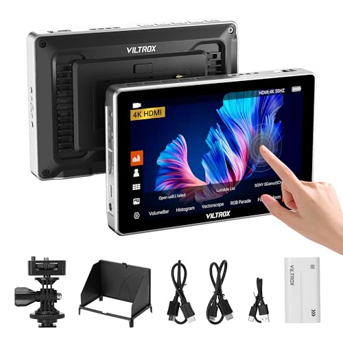 VILTROX DCL1 7 Camera Field Monitor Touchscreen DSLR Kamera Monitor with 170 Wide View Angle600 NitsHD 1280x800 IPS 4K HDMI Loop inOut with Peak Focus Video Assist WaveformBatterySunshade Hood - Image 1
