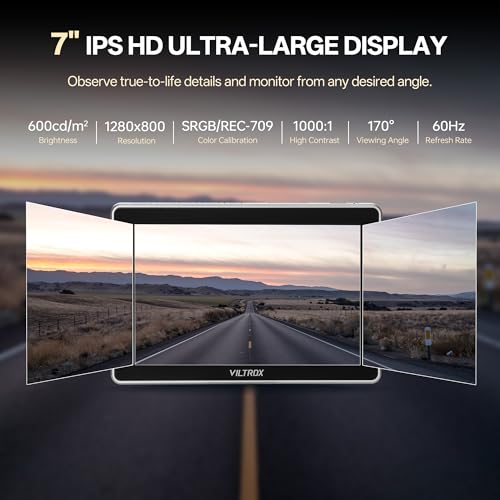 VILTROX DCL1 7 Camera Field Monitor Touchscreen DSLR Kamera Monitor with 170 Wide View Angle600 NitsHD 1280x800 IPS 4K HDMI Loop inOut with Peak Focus Video Assist WaveformBatterySunshade Hood - Image 3