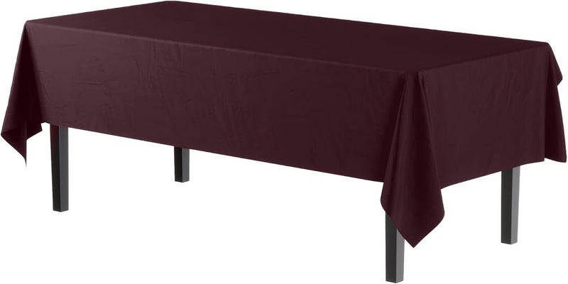 Exquisite 12-Pack Premium Plastic Tablecloth 54in. x 108in. Rectangle Table Cover - Brown - Image 2