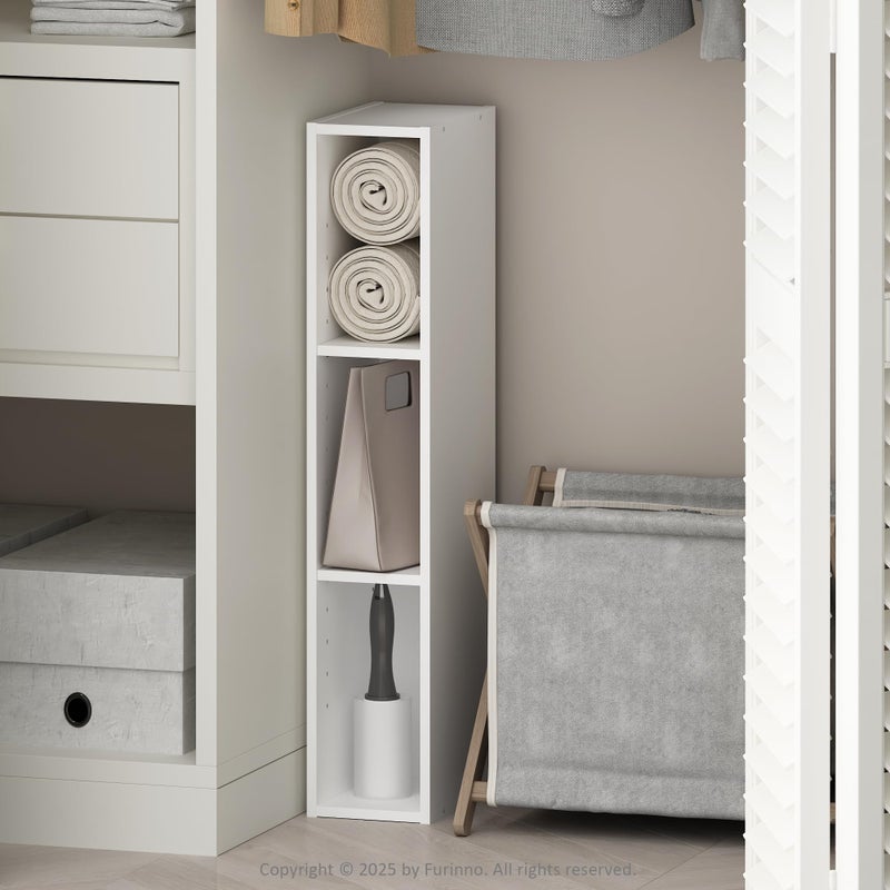 Furinno Reed 3Tier Closet Organizers and Storage Closet Organizer Open Shelf Closet Storage for Wardrobe Bedroom Living Room 6Inch Width White - Image 2