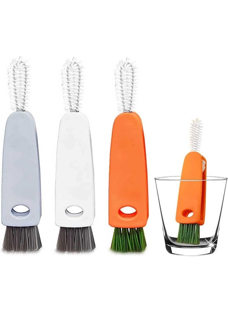 مجموعة فرش متعددة الأغراض 3 في 1 لتنظيف الزجاجات الصغيرة والأكواب - عبوة من 3 فرش على شكل جزرة لتنظيف الزجاجات والأغطية والمصاصات وزجاجات الرضاعة والشقوق - Image 1