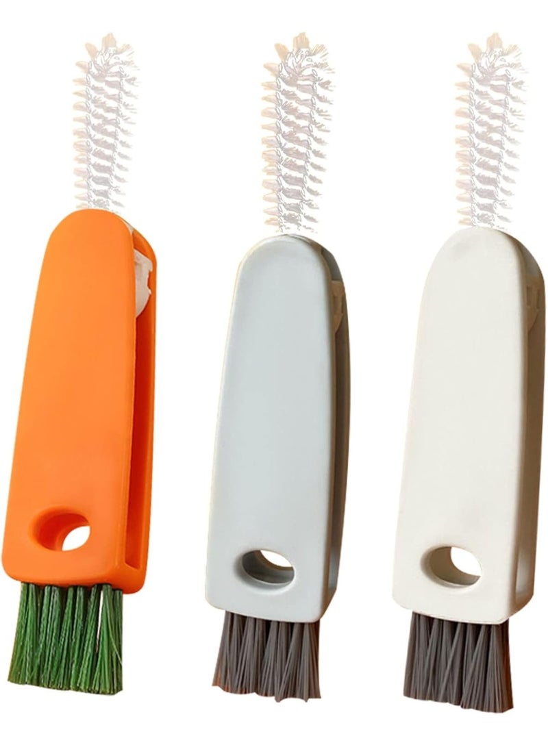 مجموعة فرش متعددة الأغراض 3 في 1 لتنظيف الزجاجات الصغيرة والأكواب - عبوة من 3 فرش على شكل جزرة لتنظيف الزجاجات والأغطية والمصاصات وزجاجات الرضاعة والشقوق - Image 2