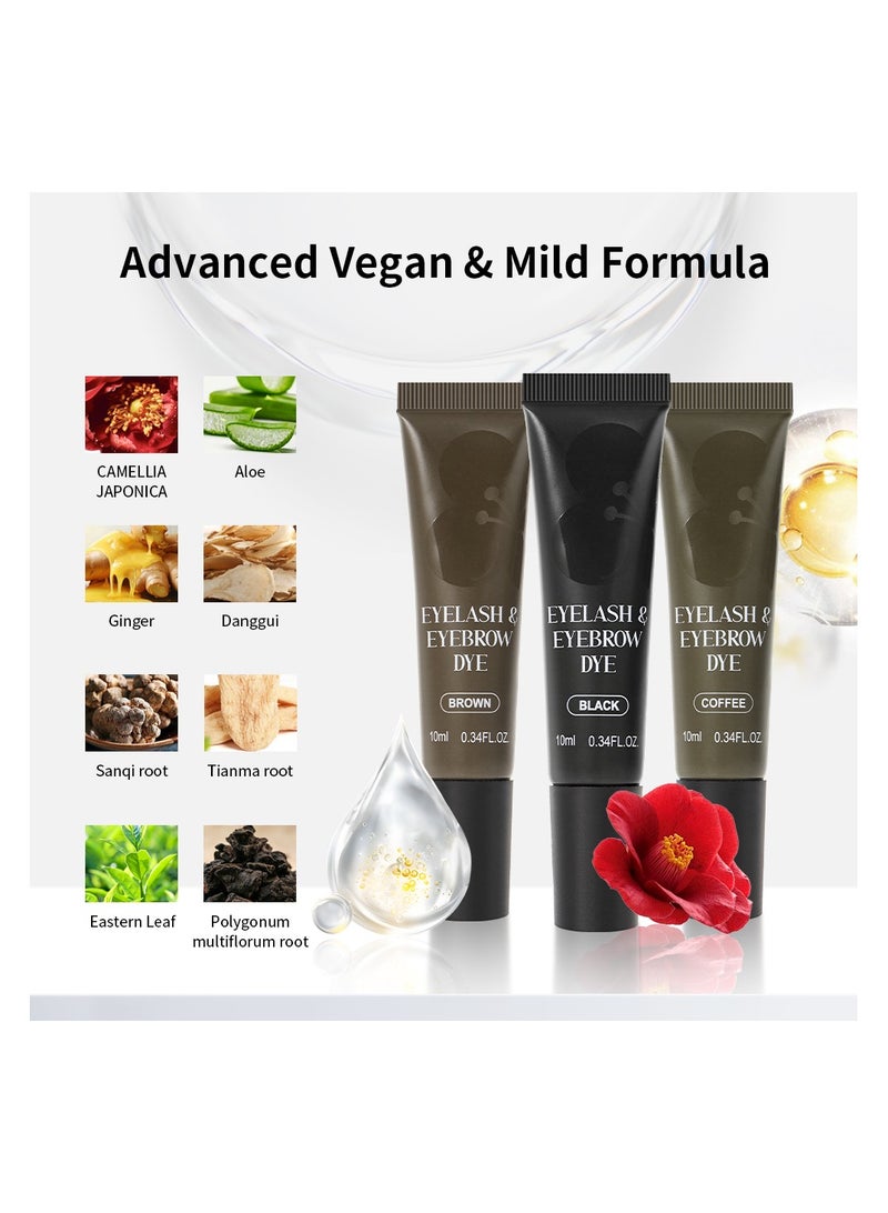 إيكونساين مجموعة صبغ الرموش والحواجب من آيكون ساين - 3 درجات ألوان جاهزة (أسود، بني، بني فاتح) - تركيبة لطيفة تدوم طويلًا مع جل مغذي - مجموعة صبغ الرموش والحواجب احترافية وسهلة الاستخدام - Image 2