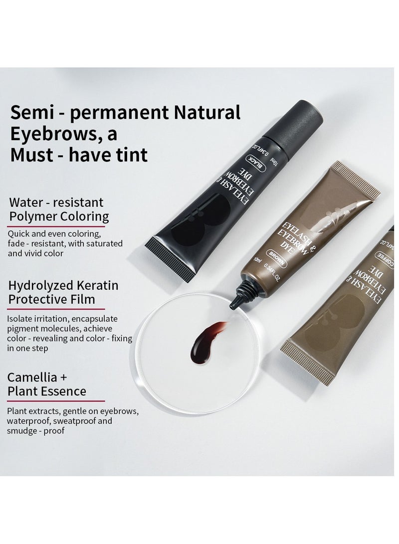 إيكونساين مجموعة صبغ الرموش والحواجب من آيكون ساين - 3 درجات ألوان جاهزة (أسود، بني، بني فاتح) - تركيبة لطيفة تدوم طويلًا مع جل مغذي - مجموعة صبغ الرموش والحواجب احترافية وسهلة الاستخدام - Image 3