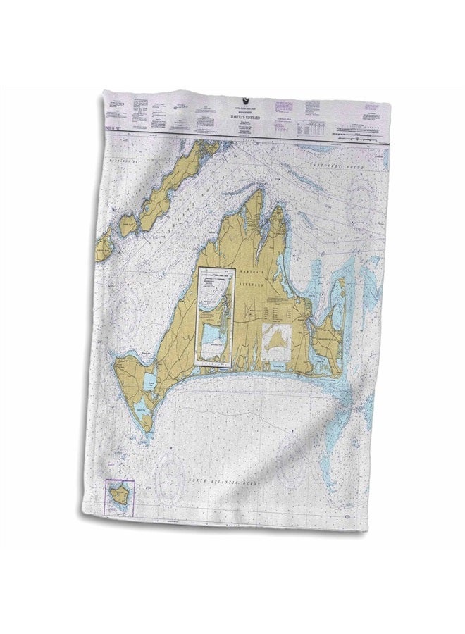 3DROSE 3D Rose Print of Nautical Map of Marthas Vineyard TWL_214258_1 Towel, 15" x 22", Multicolor - Image 1