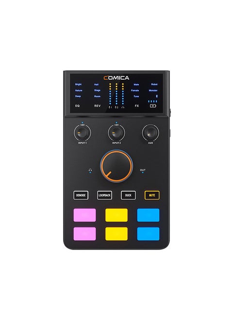 COMICA AD Caster C1 Audio Mixer USB Audio Interface Sound Card with 3.5mm Ports Dual XLR Input Support Real-time Monitoring BT Connection for Podcasting Streaming Gaming and Recording