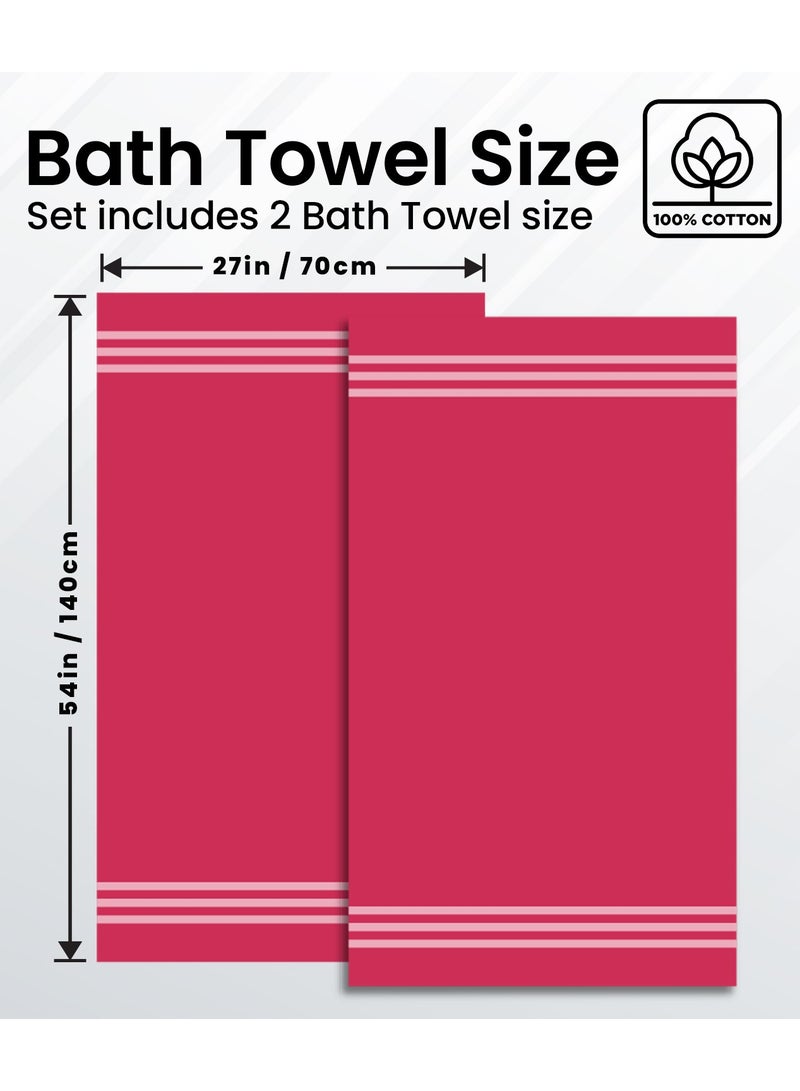إنفينيتي اكسكلوسيفز مجموعة مناشف الحمام المصنوعة من القطن الفاخر من إنفينيتي إكسكلوسيفز، قطعتين، 27 × 54 بوصة (70 سم × 140 سم) مناشف ناعمة وعالية الامتصاص وسريعة الجفاف - مناشف مثالية للحمام وصالة الألعاب الرياضية والمنتجعات الصحية والفندق (أحمر) - Image 3