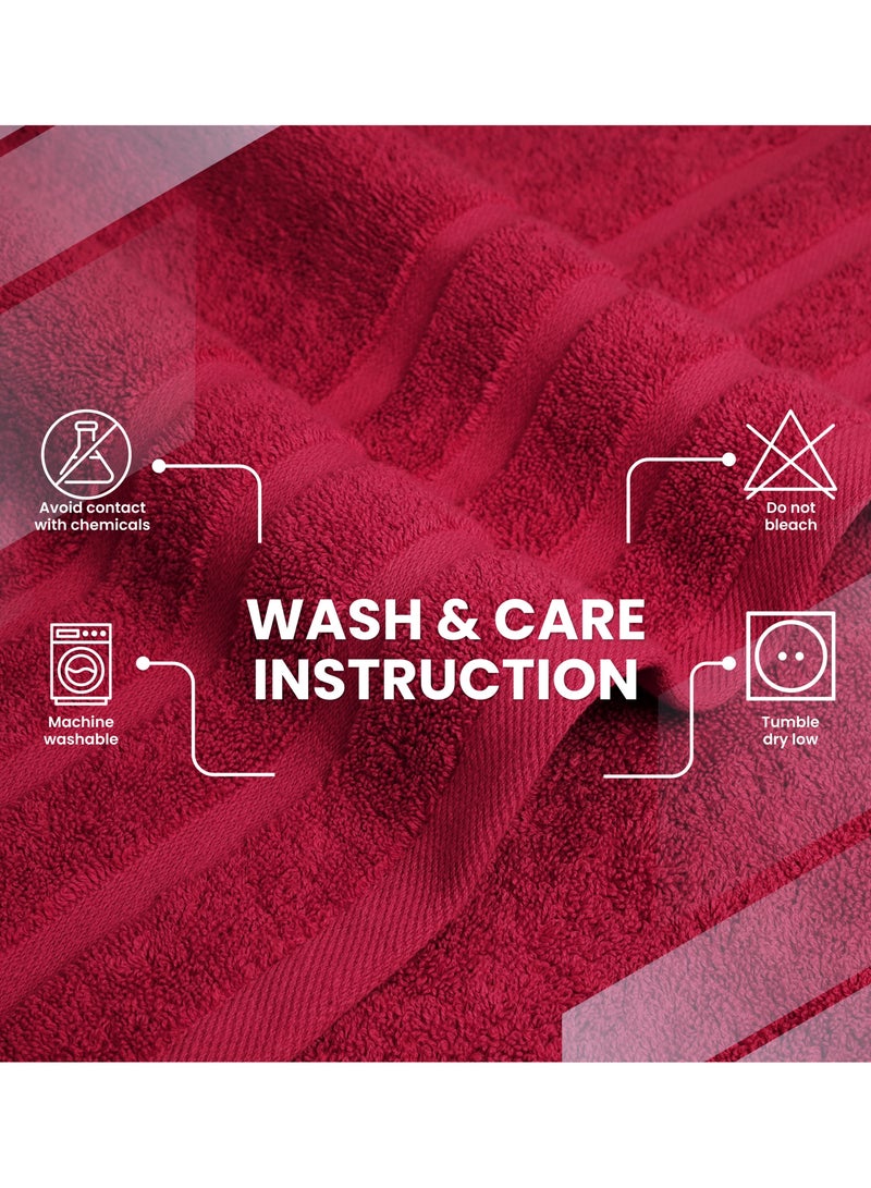 إنفينيتي اكسكلوسيفز مجموعة مناشف الحمام المصنوعة من القطن الفاخر من إنفينيتي إكسكلوسيفز، قطعتين، 27 × 54 بوصة (70 سم × 140 سم) مناشف ناعمة وعالية الامتصاص وسريعة الجفاف - مناشف مثالية للحمام وصالة الألعاب الرياضية والمنتجعات الصحية والفندق (أحمر) - Image 5