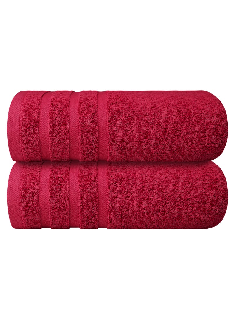 Infinitee Xclusives - Infinitee Xclusives Premium Cotton Bath Towels Set of 2, 27 x 54 Inches (70 cm x 140 cm) Soft, Highly Absorbent, Quick Dry Towels - Perfect Towels for Bathroom, Gym, Spa & Hotel (Red) - Image 1