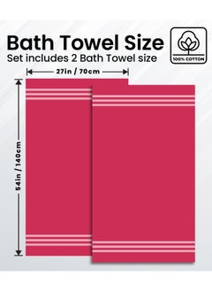 Infinitee Xclusives Infinitee Xclusives Premium Cotton Bath Towels Set of 2, 27 x 54 Inches (70 cm x 140 cm) Soft, Highly Absorbent, Quick Dry Towels - Perfect Towels for Bathroom, Gym, Spa & Hotel (Red)  - Image 5