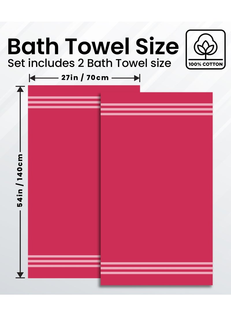 Infinitee Xclusives - Infinitee Xclusives Premium Cotton Bath Towels Set of 2, 27 x 54 Inches (70 cm x 140 cm) Soft, Highly Absorbent, Quick Dry Towels - Perfect Towels for Bathroom, Gym, Spa & Hotel (Red) - Image 1