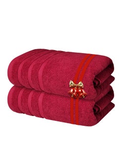 Infinitee Xclusives Infinitee Xclusives Premium Cotton Bath Towels Set of 2, 27 x 54 Inches (70 cm x 140 cm) Soft, Highly Absorbent, Quick Dry Towels - Perfect Towels for Bathroom, Gym, Spa & Hotel (Red)  - Image 1