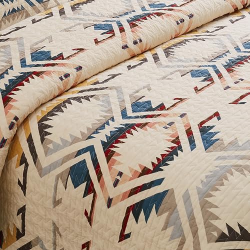 Pendleton White Sands Queen Quilt Bedding Set with 2 Pillow Shams, Luxury Cotton Quilt, Lightweight Quilted Bedspread or Coverlet, Western Bedding, Machine Washable, Full/Queen, Beige Diamond Print - Image 4