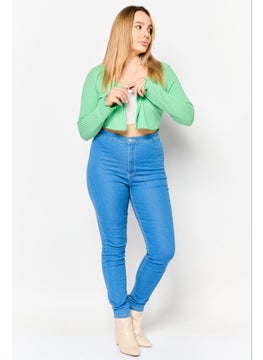 NEW LOOK Women Scoop Neck Ribbed Cardigan, Green  - Image 2