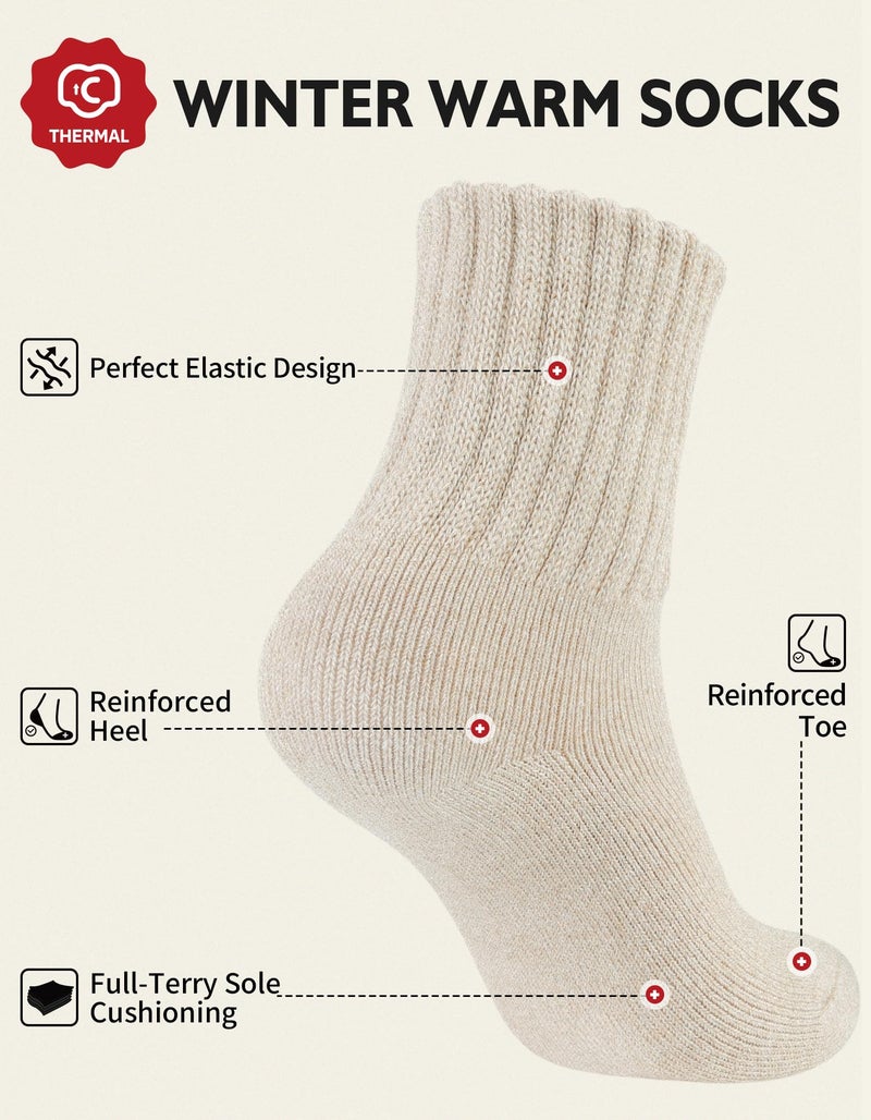 CLOSEMATE Womens Thick Full Cushioned Thermal Warm Boot Socks for Winter 3 Pairs(Coffee Assorted LH-002) - Image 4
