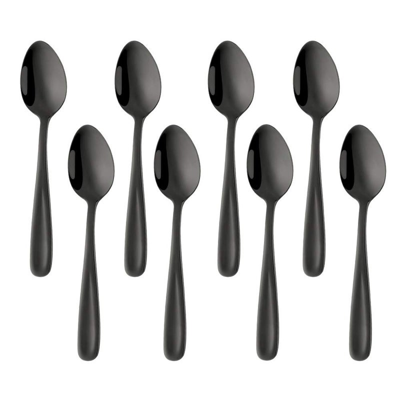 BISDARUN Teaspoons Espresso Spoons Black Stainless Steel Set of 8 Small Coffee Spoons Dessert Spoons 135 CM53 Inches